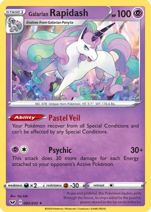Galarian Rapidash 082/202 - SWSH01 Sword & Shield Base Set Reverse Holofoil - Rare
