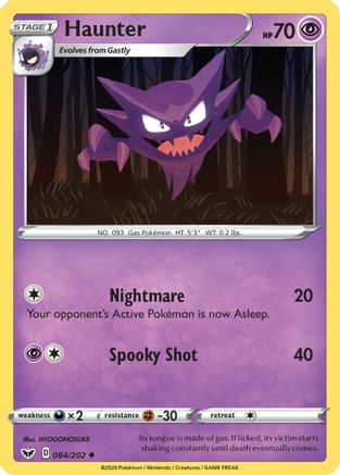Haunter 084/202 - SWSH01 Sword & Shield Base Set Reverse Holofoil - Uncommon