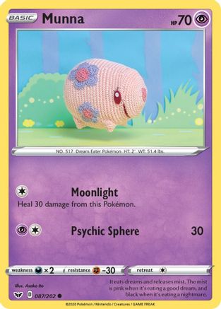 Munna 087/202 - SWSH01 Sword & Shield Base Set Reverse Holofoil - Common