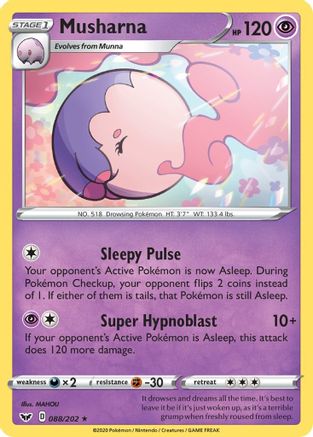 Musharna 088/202 - SWSH01 Sword & Shield Base Set Reverse Holofoil - Rare