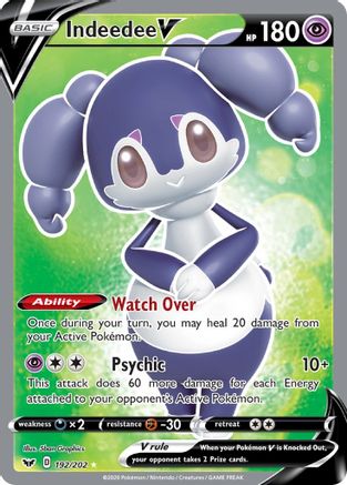 Indeedee V (Full Art) 192/202 - SWSH01 Sword & Shield Base Set Holofoil - Ultra Rare