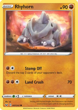 Rhyhorn (097) 097/202 - SWSH01 Sword & Shield Base Set Normal - Common