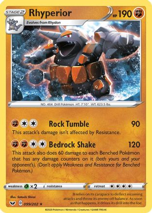 Rhyperior 099/202 - SWSH01 Sword & Shield Base Set Holofoil - Holo Rare