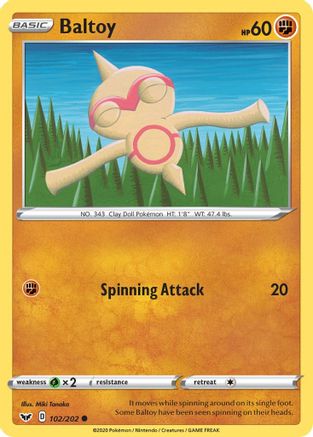 Baltoy (102) 102/202 - SWSH01 Sword & Shield Base Set Reverse Holofoil - Common