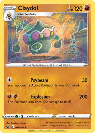 Claydol 103/202 - SWSH01 Sword & Shield Base Set Reverse Holofoil - Rare