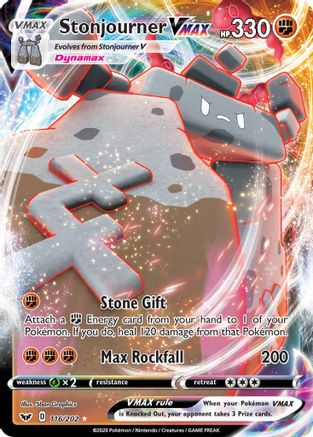 Stonjourner VMAX 116/202 - SWSH01 Sword & Shield Base Set Holofoil - Ultra Rare