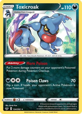 Toxicroak 124/202 - SWSH01 Sword & Shield Base Set Holofoil - Holo Rare