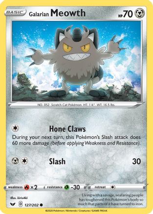 Galarian Meowth 127/202 - SWSH01 Sword & Shield Base Set Normal - Common