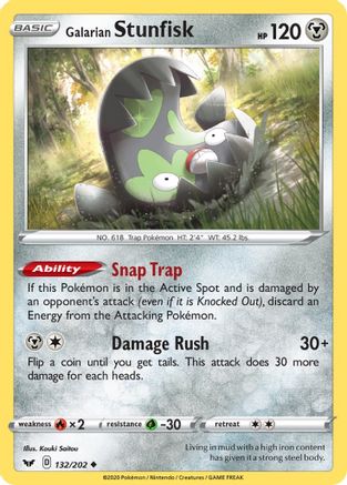 Galarian Stunfisk 132/202 - SWSH01 Sword & Shield Base Set Reverse Holofoil - Uncommon