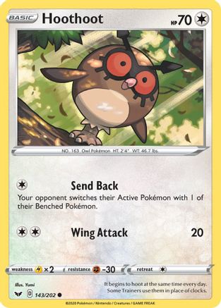 Hoothoot 143/202 - SWSH01 Sword & Shield Base Set Normal - Common