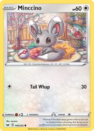 Minccino (146) 146/202 - SWSH01 Sword & Shield Base Set Reverse Holofoil - Common