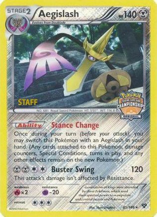 Aegislash (Regional Championships) [Staff] (85/146) - League & Championship Cards Reverse Holofoil - Promo
