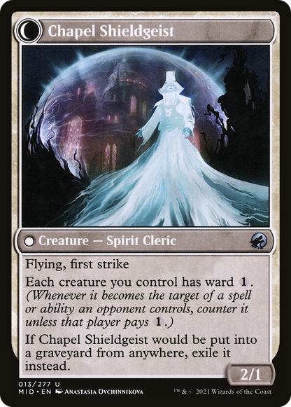 Chaplain of Alms // Chapel Shieldgeist (MID-013) - Innistrad: Midnight Hunt: (Double Faced Transform) Foil