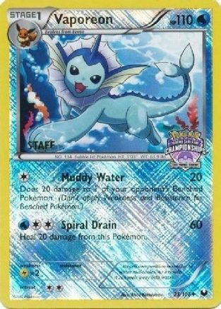 Vaporeon (State Championships) [Staff] (25/108) - League & Championship Cards Reverse Holofoil - Promo