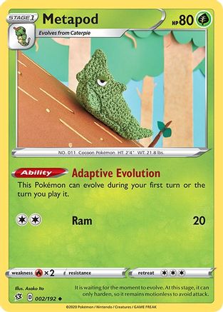 Metapod (2/192) - SWSH02 Rebel Clash Reverse Holofoil - Uncommon