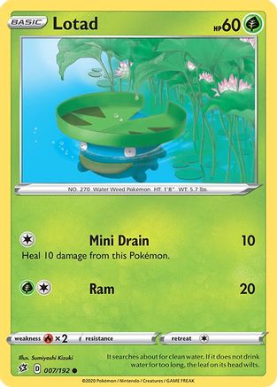 Lotad 007/192 - SWSH02 Rebel Clash Reverse Holofoil - Common