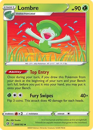 Lombre 008/192 - SWSH02 Rebel Clash Reverse Holofoil - Uncommon
