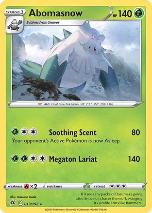 Abomasnow 013/192 - SWSH02 Rebel Clash Reverse Holofoil - Rare