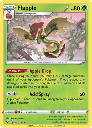 Flapple 022/192 - SWSH02 Rebel Clash Reverse Holofoil - Holo Rare