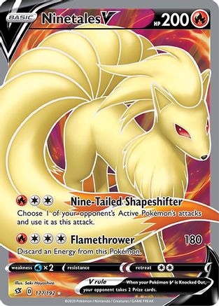 Ninetales V (Full Art) 177/192 - SWSH02 Rebel Clash Holofoil - Ultra Rare