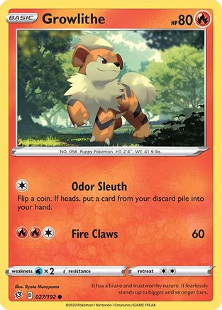 Growlithe 027/192 - SWSH02 Rebel Clash Reverse Holofoil - Common