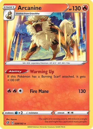 Arcanine 028/192 - SWSH02 Rebel Clash Normal - Rare