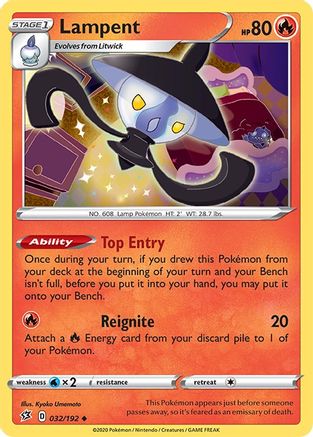 Lampent 032/192 - SWSH02 Rebel Clash Reverse Holofoil - Uncommon