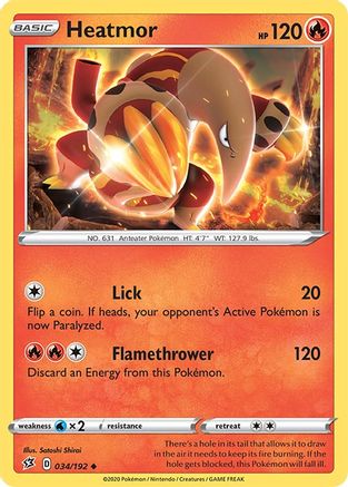 Heatmor 034/192 - SWSH02 Rebel Clash Reverse Holofoil - Uncommon
