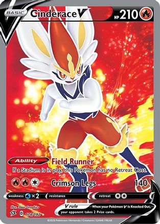 Cinderace V (Full Art) 178/192 - SWSH02 Rebel Clash Holofoil - Ultra Rare