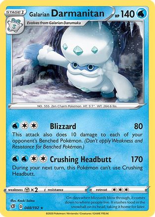 Galarian Darmanitan 048/192 - SWSH02 Rebel Clash Reverse Holofoil - Rare