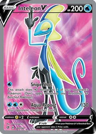 Inteleon V (Full Art) 180/192 - SWSH02 Rebel Clash Holofoil - Ultra Rare