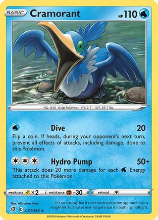 Cramorant 051/192 - SWSH02 Rebel Clash Reverse Holofoil - Rare