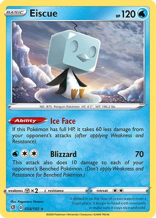 Eiscue 054/192 - SWSH02 Rebel Clash Holofoil - Holo Rare