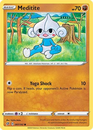 Meditite (97/192) - SWSH02 Rebel Clash Reverse Holofoil - Common