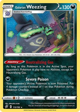 Galarian Weezing 113/192 - SWSH02 Rebel Clash Reverse Holofoil - Holo Rare