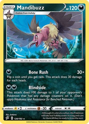 Mandibuzz 120/192 - SWSH02 Rebel Clash Reverse Holofoil - Rare