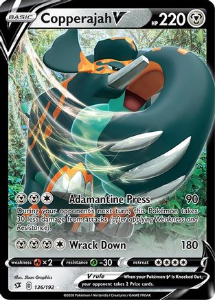 Copperajah V 136/192 - SWSH02 Rebel Clash Holofoil - Ultra Rare
