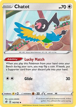 Chatot 142/192 - SWSH02 Rebel Clash Reverse Holofoil - Uncommon