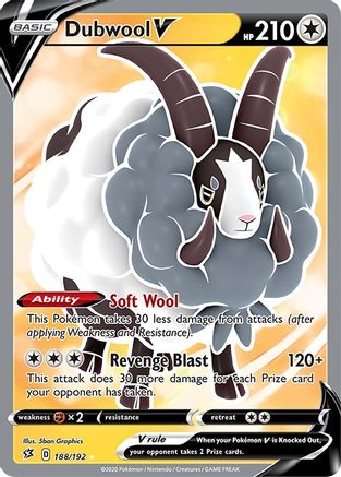 Dubwool V (Full Art) 188/192 - SWSH02 Rebel Clash Holofoil - Ultra Rare