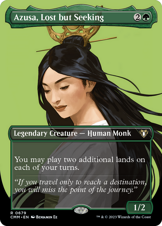 Azusa, Lost but Seeking (Borderless) (CMM-679) - Commander Masters (Borderless) Foil