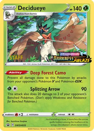 Decidueye (Prerelease) [Staff] (SWSH035) - SWSH Sword & Shield Promo Cards Holofoil - Promo