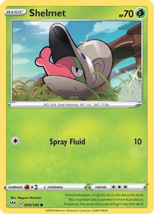 Shelmet (9/189) - SWSH03 Darkness Ablaze Reverse Holofoil - Common