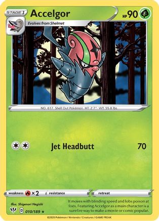 Accelgor 010/189 - SWSH03 Darkness Ablaze Reverse Holofoil - Rare