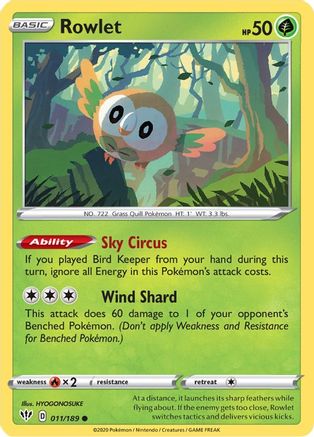 Rowlet 11/189 - Darkness Ablaze Reverse Holofoil