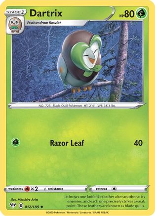 Dartrix 012/189 - SWSH03 Darkness Ablaze Reverse Holofoil - Uncommon