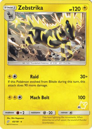 Zebstrika - 45/181 (#23 Pikachu Stamped) 45 - Battle Academy