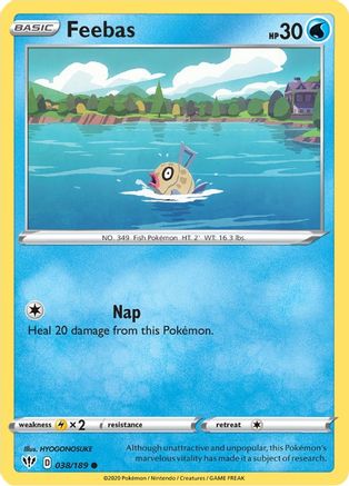 Feebas 038/189 - SWSH03 Darkness Ablaze Reverse Holofoil - Common