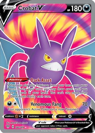 Crobat V (Full Art) 182/189 - SWSH03 Darkness Ablaze Holofoil - Ultra Rare