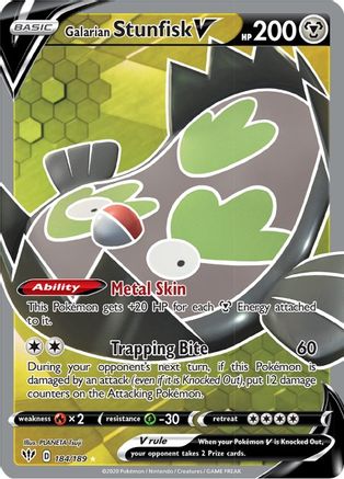 Galarian Stunfisk V (Full Art) 184/189 - SWSH03 Darkness Ablaze Holofoil - Ultra Rare