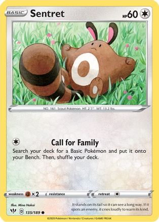 Sentret 135/189 - SWSH03 Darkness Ablaze Reverse Holofoil - Common